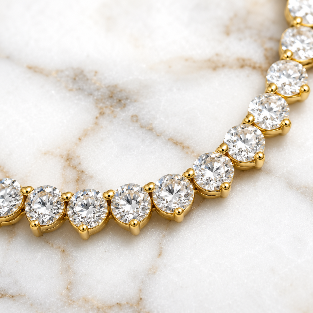 20 carats Grand Riviera Eco Diamonds Yellow Tennis Necklace