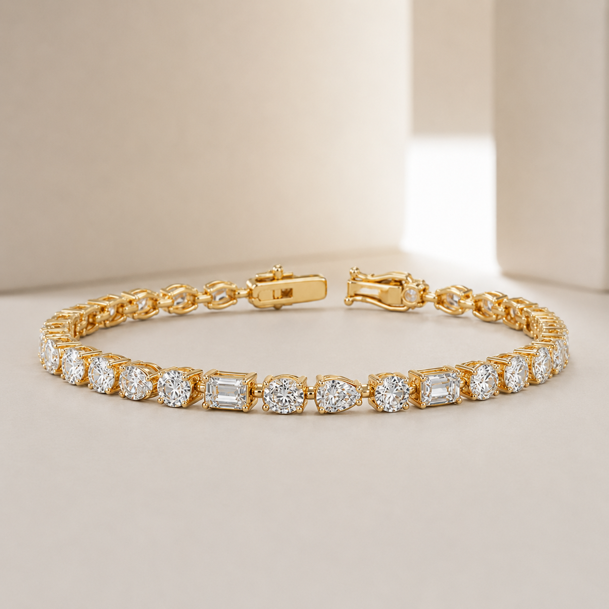 Multi Shape Yellow Eco Diamonds Tennis Bracelet