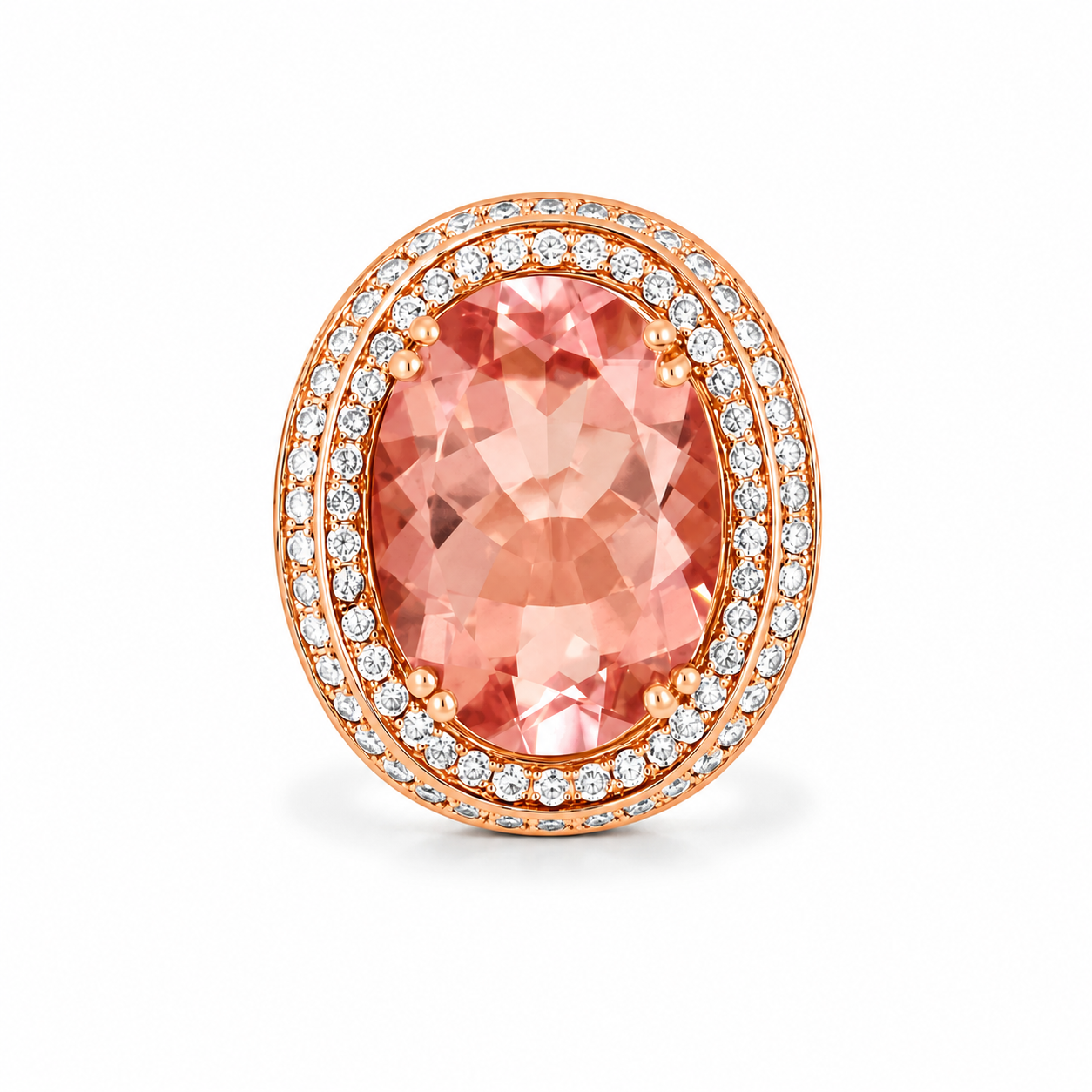 Pink Morganite and Diamonds Cocktail Ring