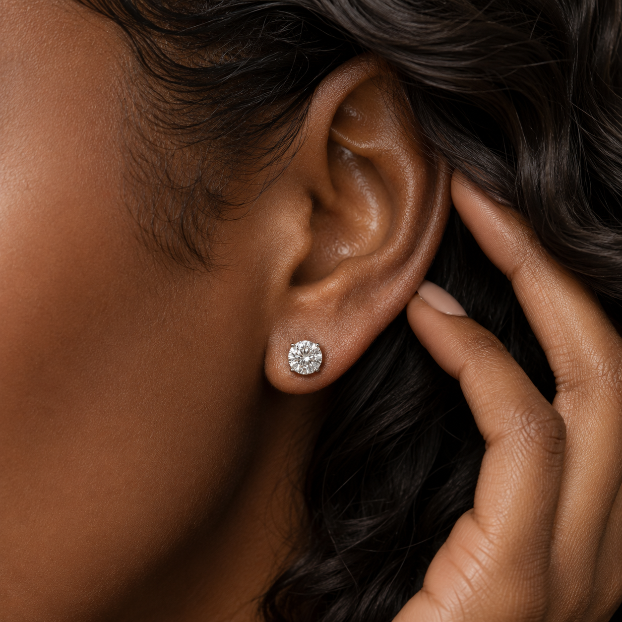 Solitaire Push Back Diamond Studs