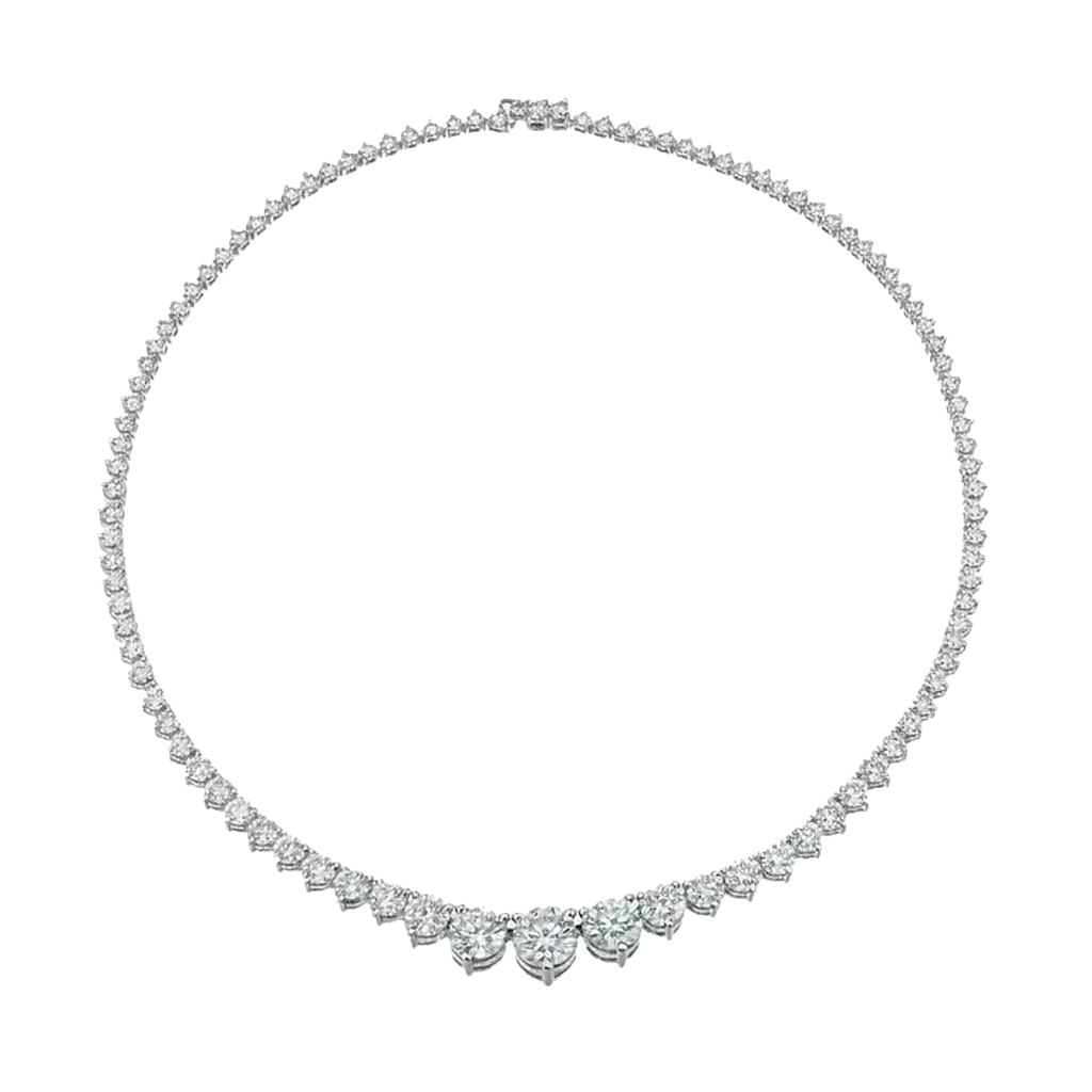 20 carats Riviera Style Graduated Eco Diamonds Tennis Necklace