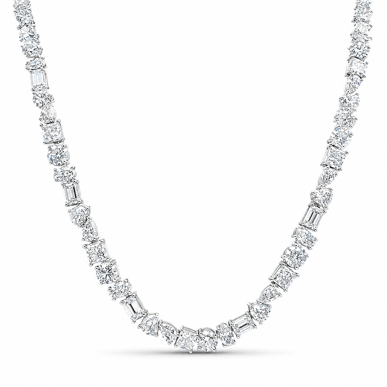 Fancy Cluster Multi Shape Diamond Necklace