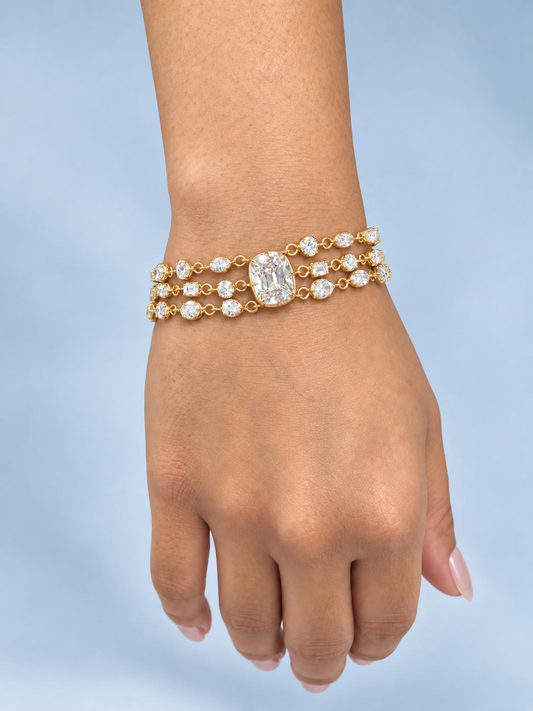 Multi-Row Mixed-Cut Diamond Statement Bracelet