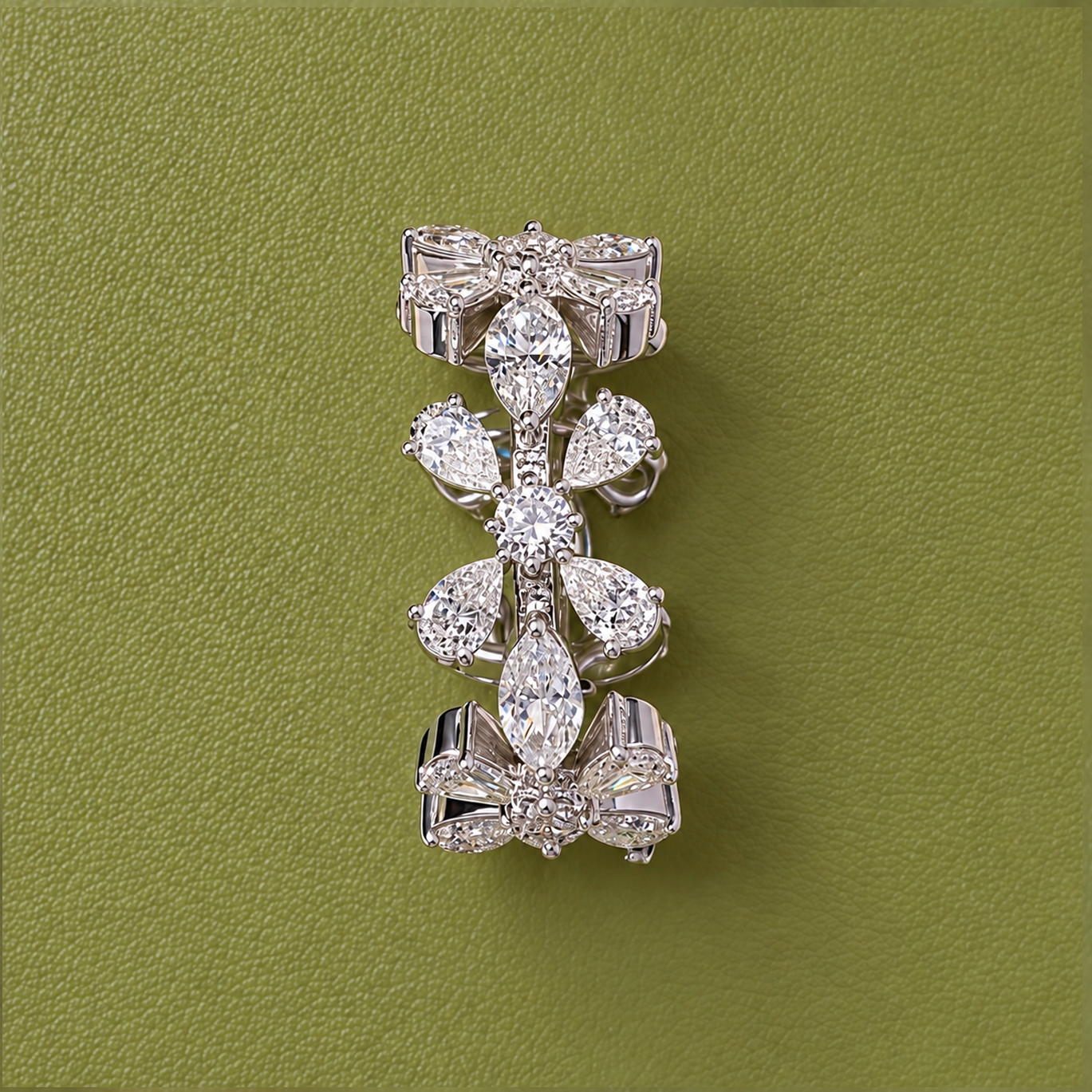 Marquise Diamond Floral Cluster Statement Ring