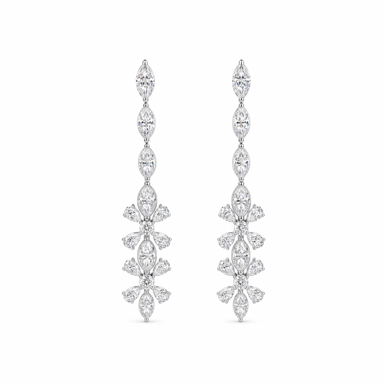 Sorento Cascading Diamond Floral Drop Earrings