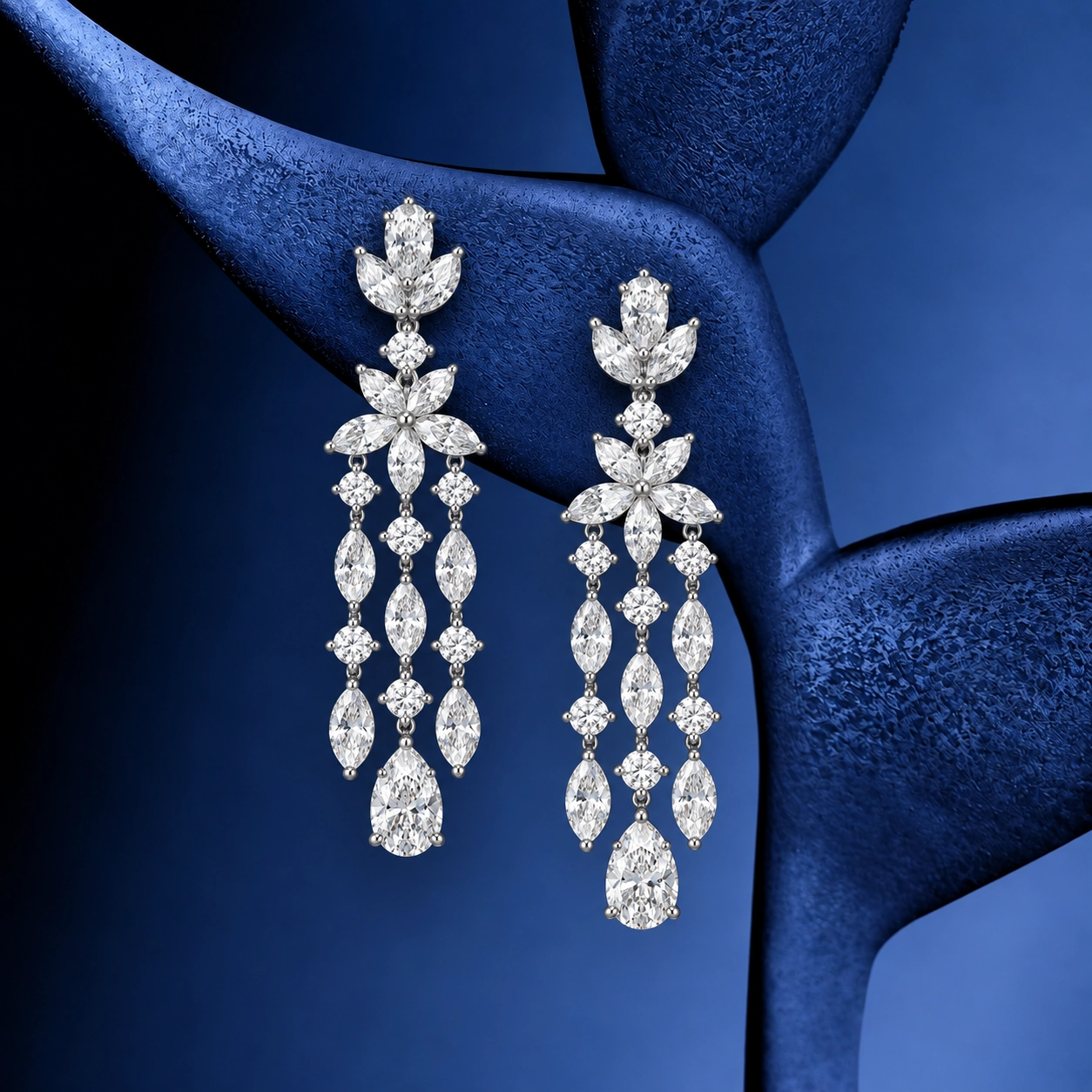 Countess Floral Diamond Chandelier Drop Earrings