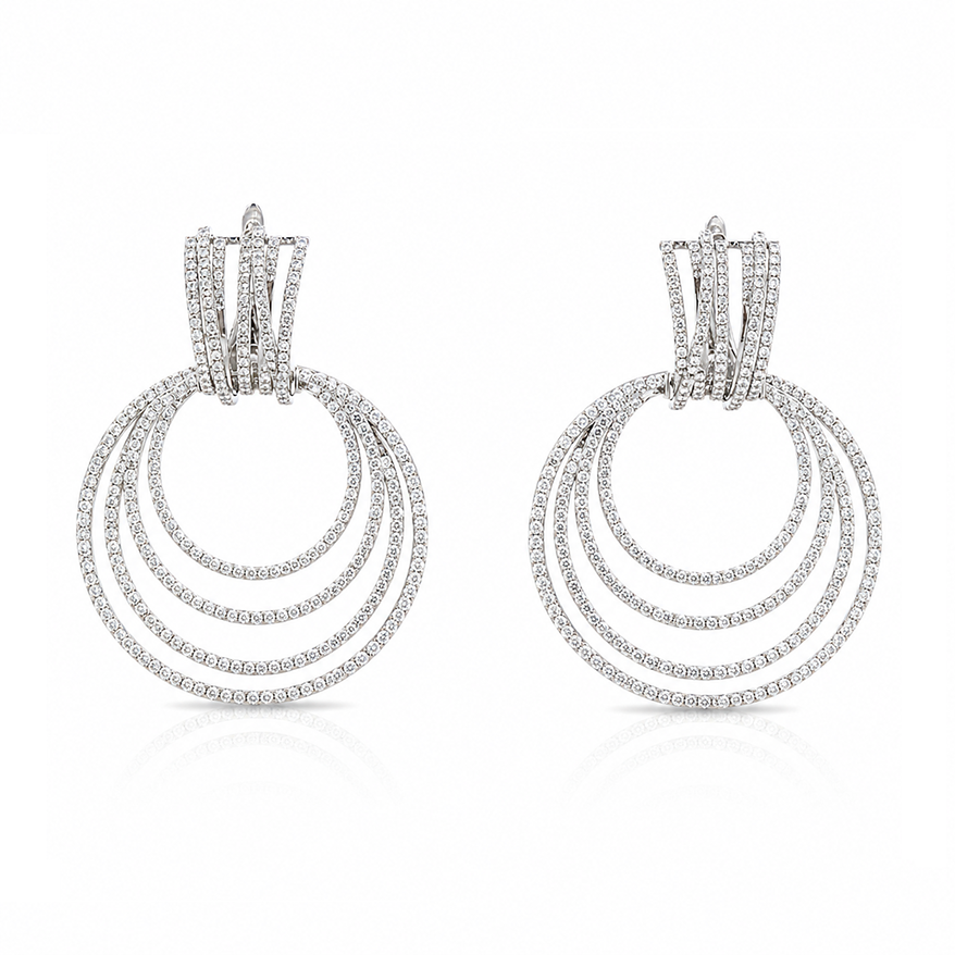 Multilayer Circle Eco Diamonds Cluster Earrings