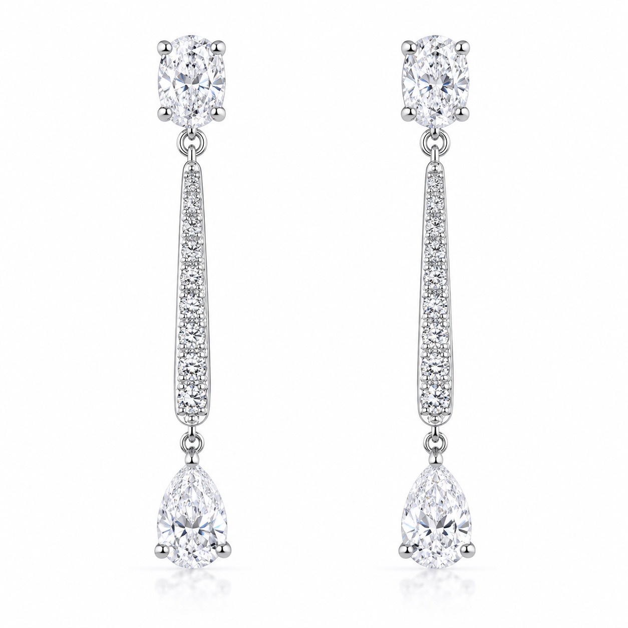 Oval and Teardrop Diamonds Drop Earrings