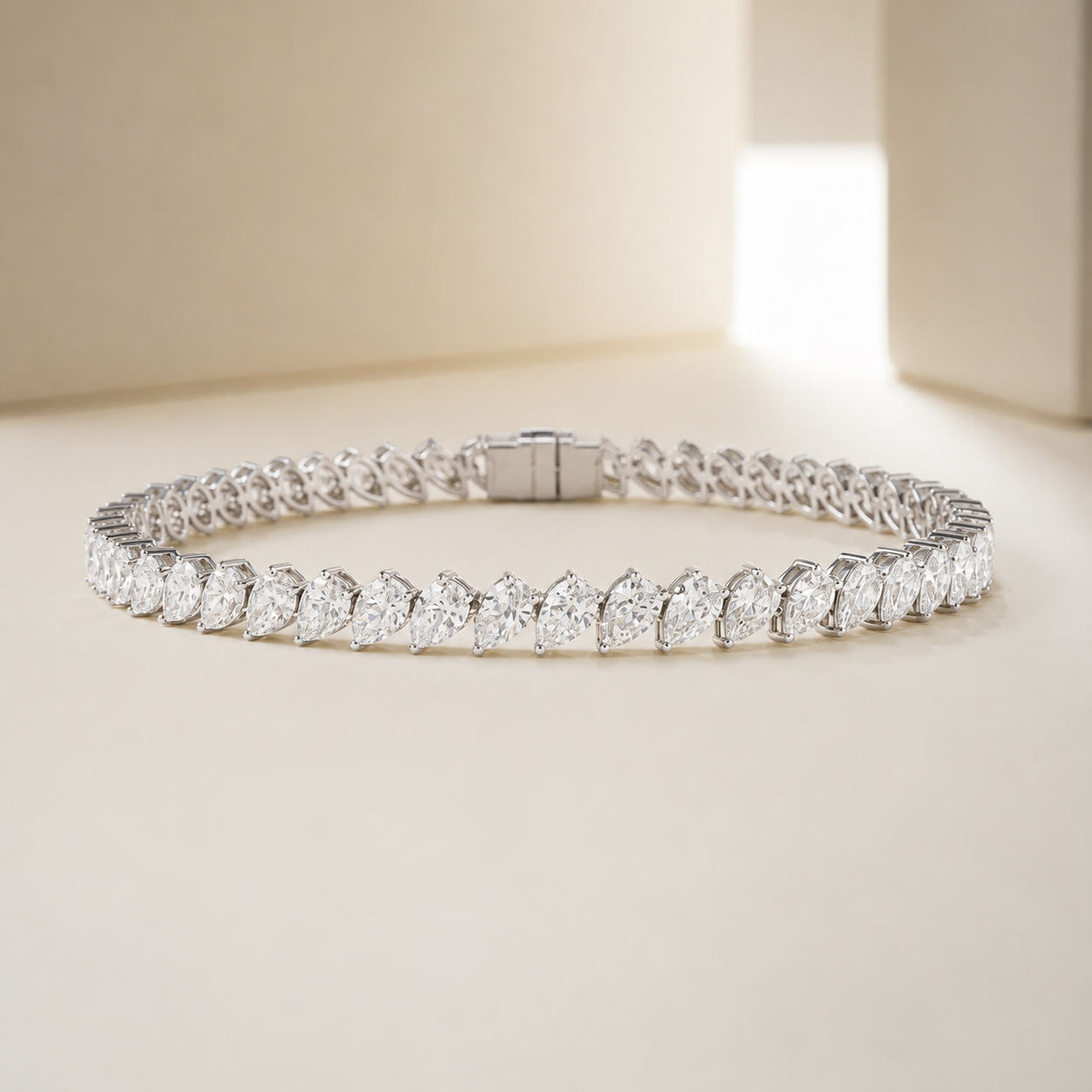 Sideways Pear Shaped Eco Diamonds Tennis Bracelet