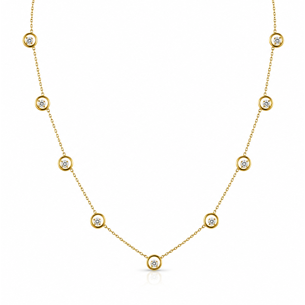 Karma Chain Necklace with Ripples of Diamonds