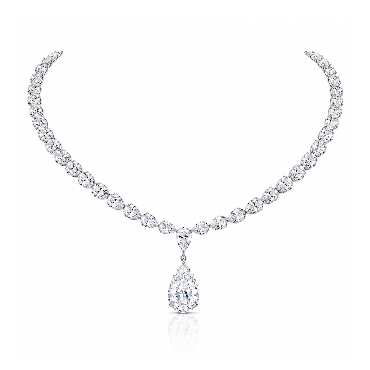 Royal Teardrop Pear Shaped Eco Diamonds Tennis Necklace