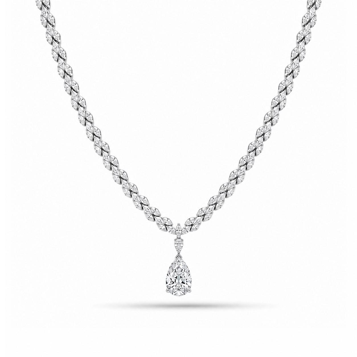 Pear Shaped Drop Marquise Eco Diamond Necklace