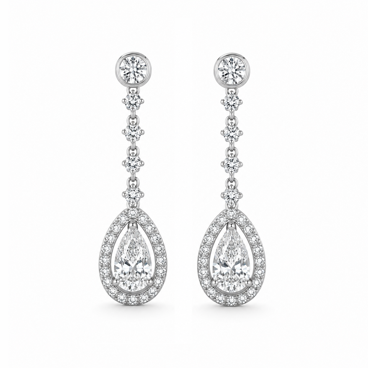 Lucille Pear Shaped Diamond Drop Earrings