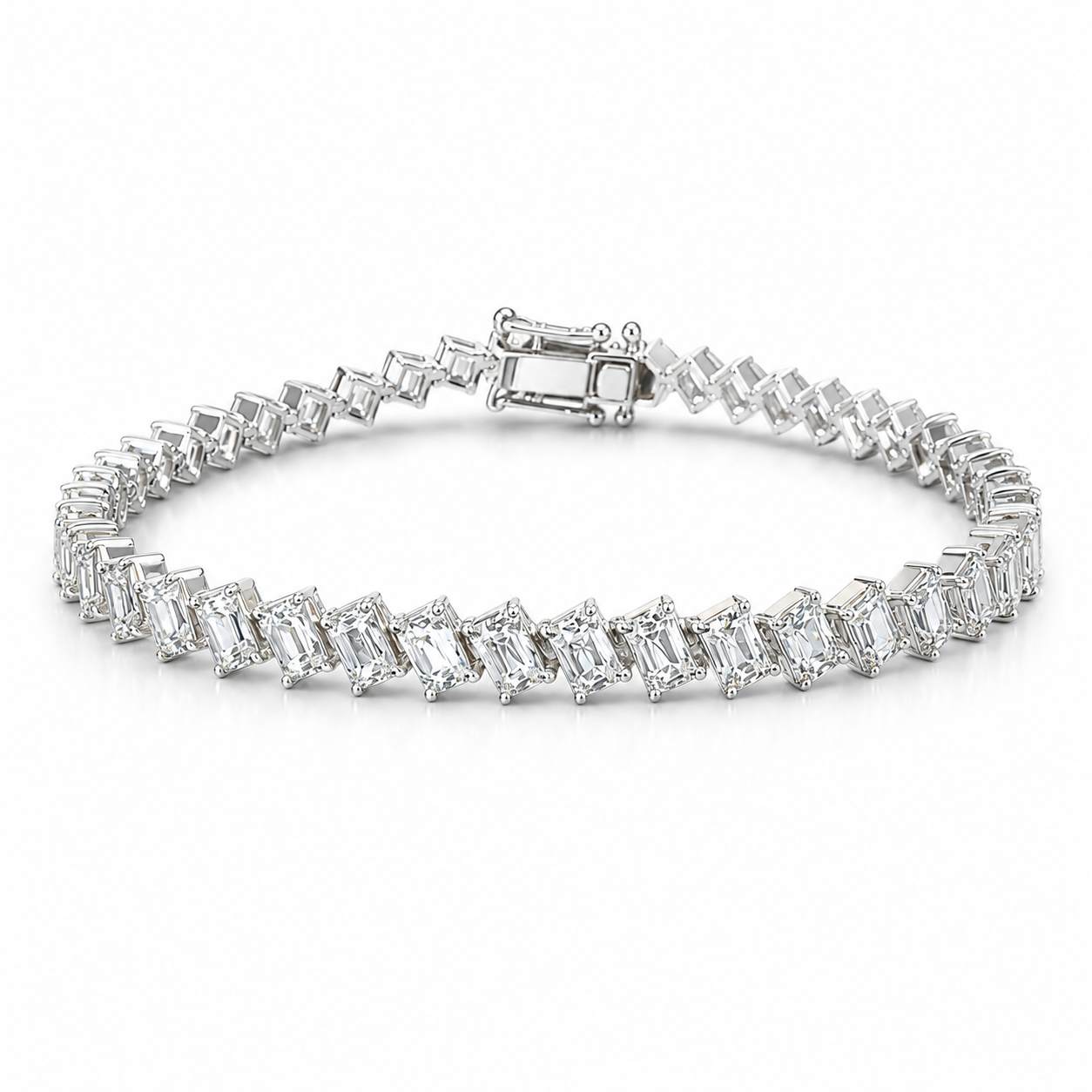Emerald Sideways Eco Diamonds Tennis Bracelet