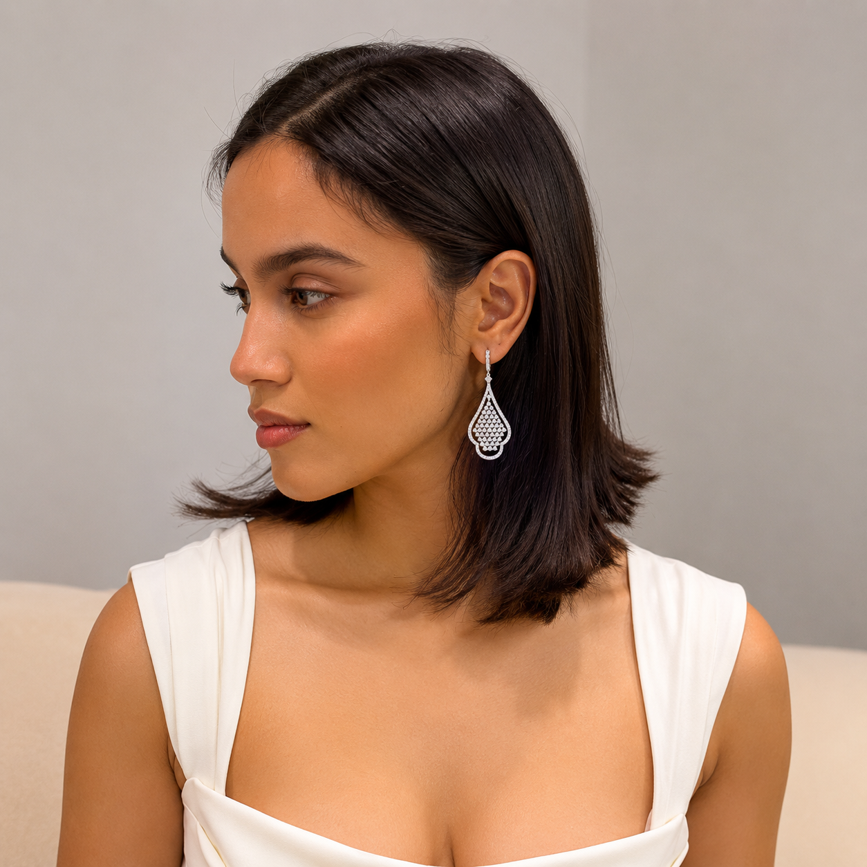 Diamond Lace Drop Earrings