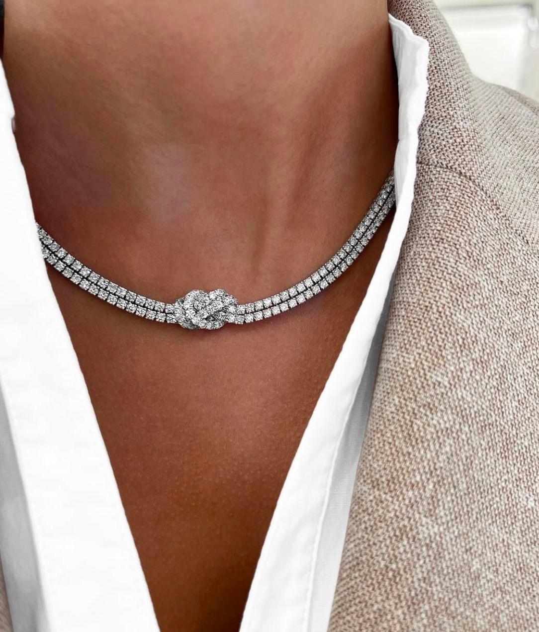 The Infiniti Bow Diamond Tennis Necklace