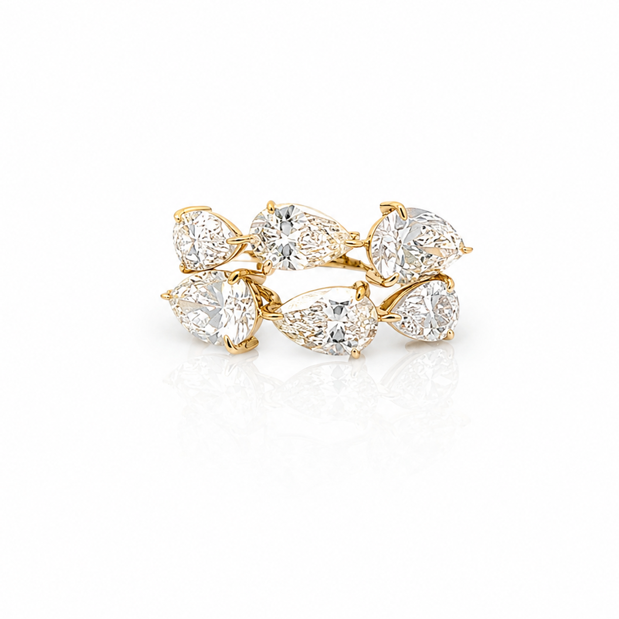 Fancy Pear Yellow Gold Eco Diamonds Ring