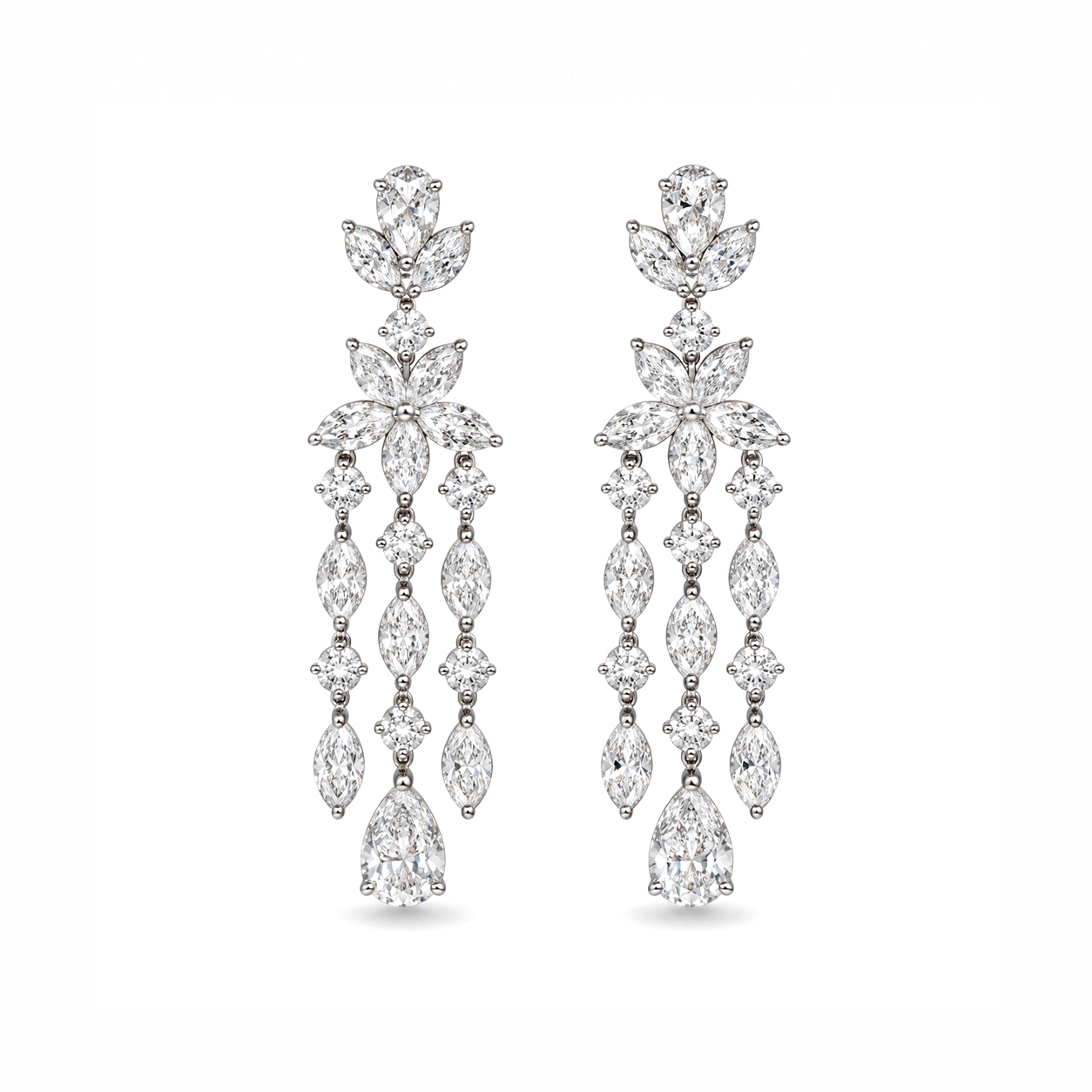 Countess Floral Diamond Chandelier Drop Earrings