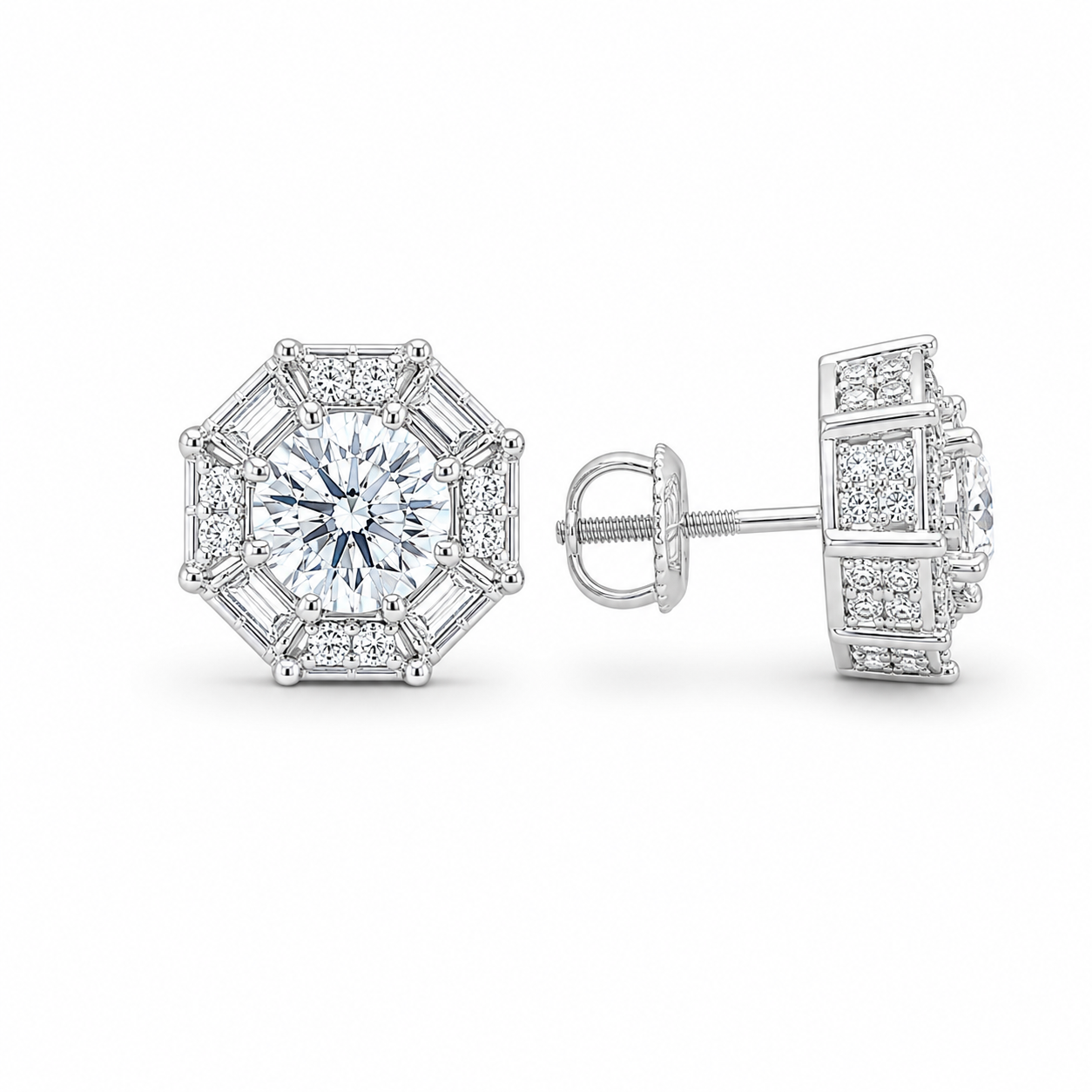 Web Fancy Round Eco Diamonds Earrings