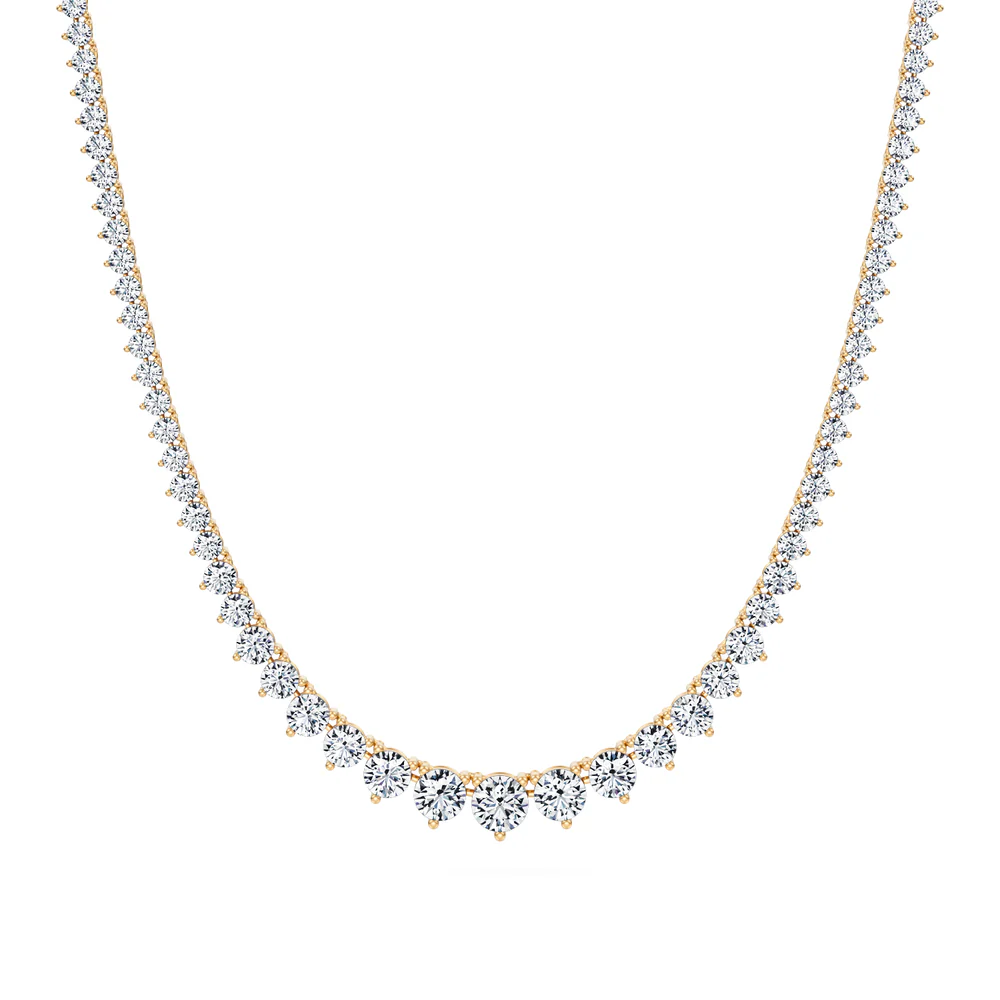 15 carats Grand Riviera Eco Diamonds YELLOW GOLD Tennis Necklace