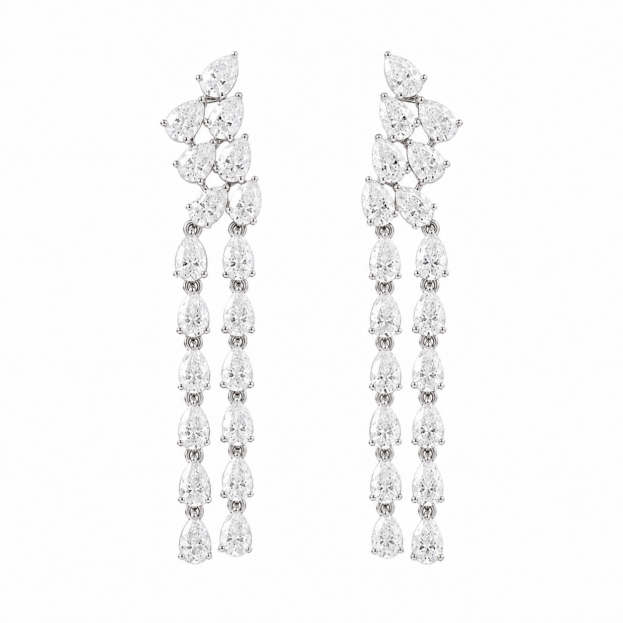 Westminster Double Row Pear Cascade Eco Diamonds Drop Earrings