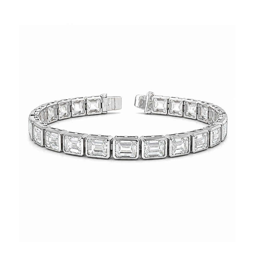 East West Emerald Shaped Eco Diamonds Tennis Bracelet