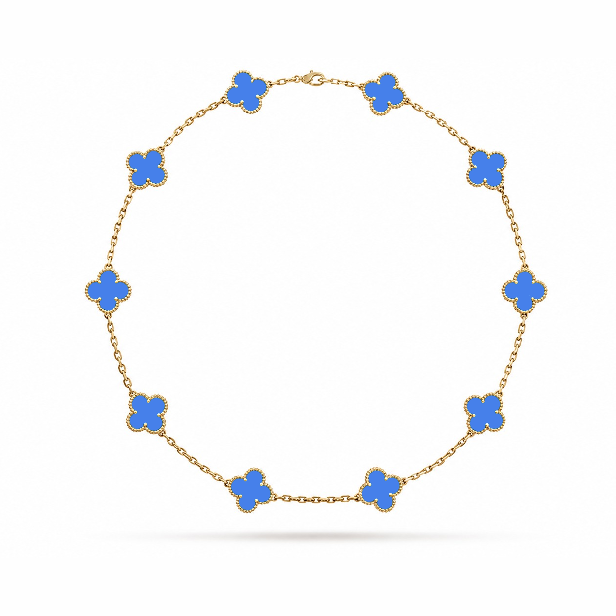 Van Cleef & Arpels Blue Agate Alhambra Necklace