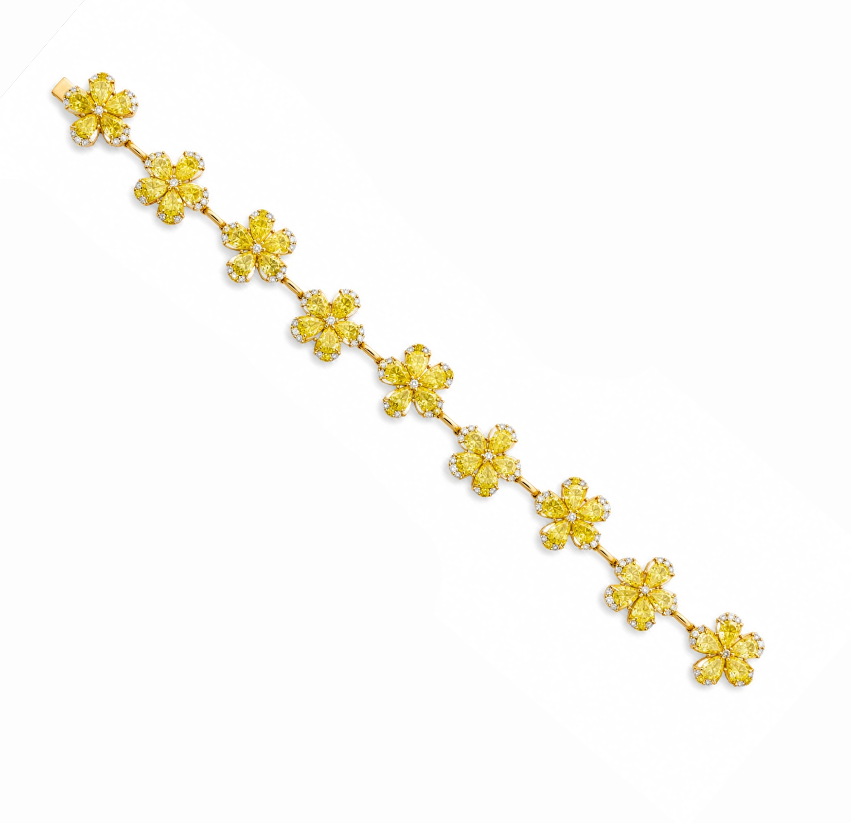Fleur Canary Yellow Eco Diamonds Floral Station Bracelet