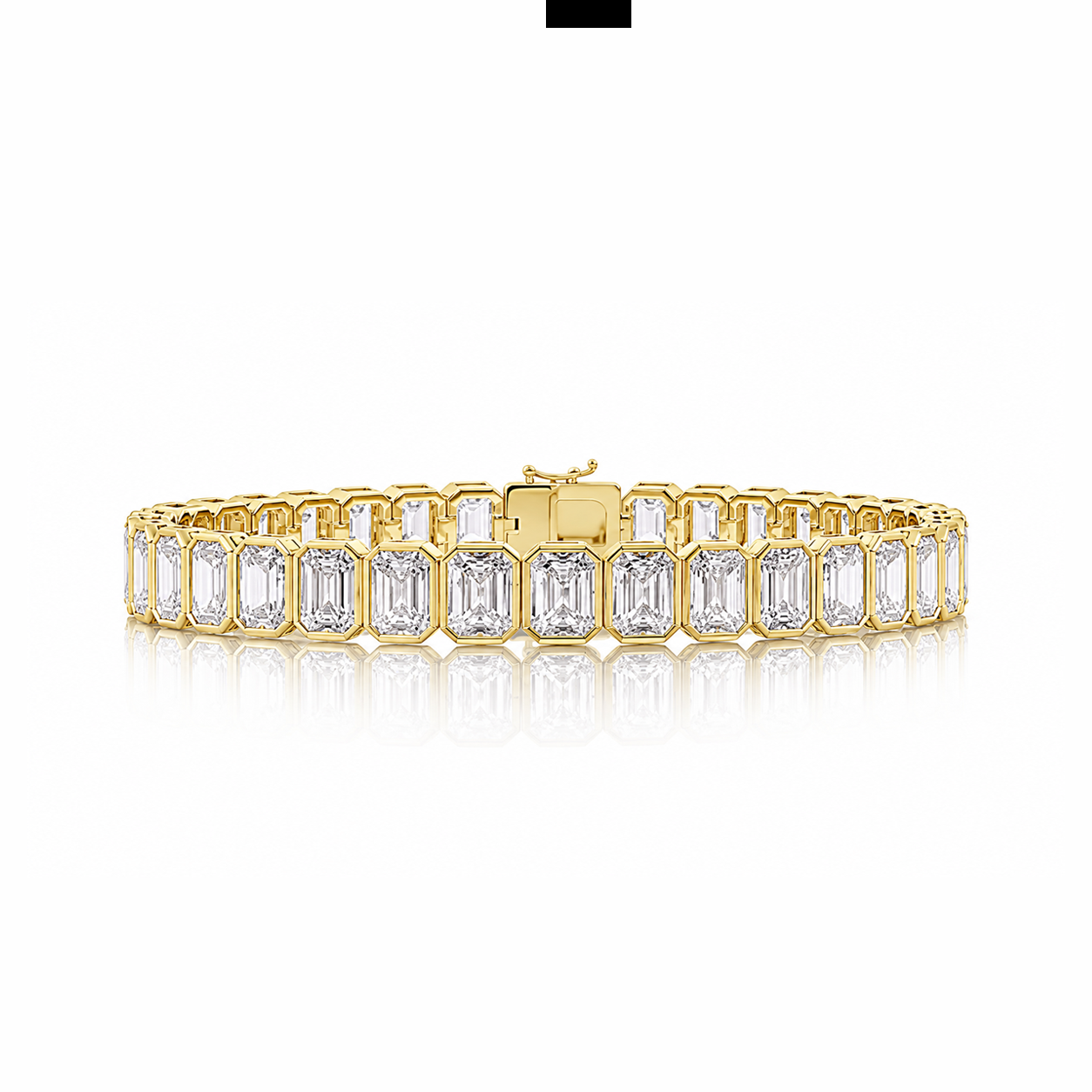 Large Emerald Shaped Bezel Eco Diamonds Bracelet