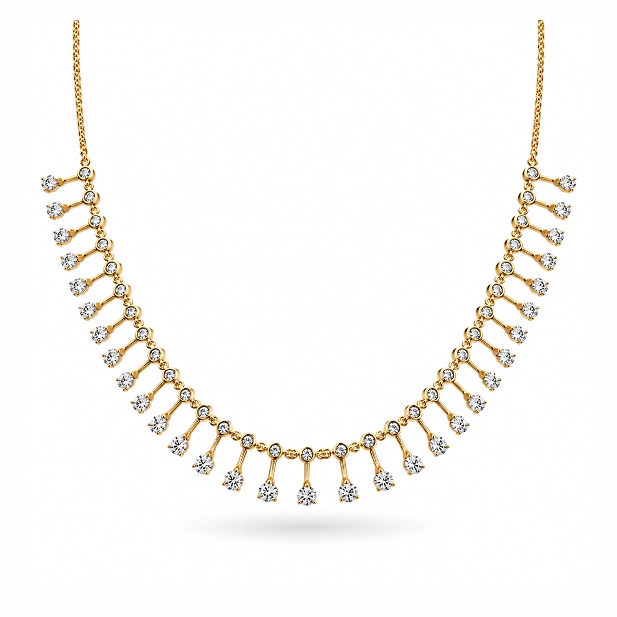 Lucia Bezel Diamond Fringe Necklace