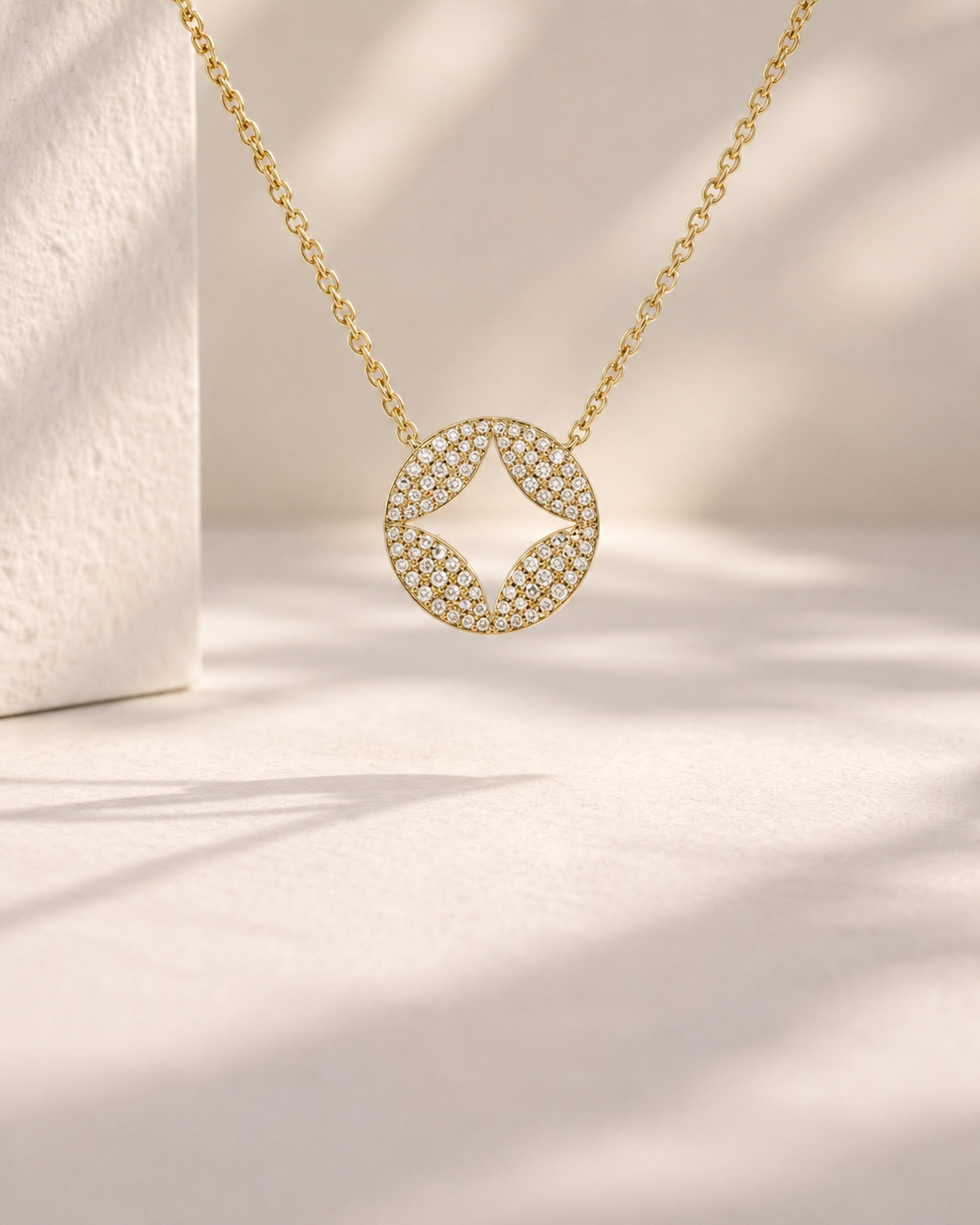 Diamond pave circle with cutout pendant