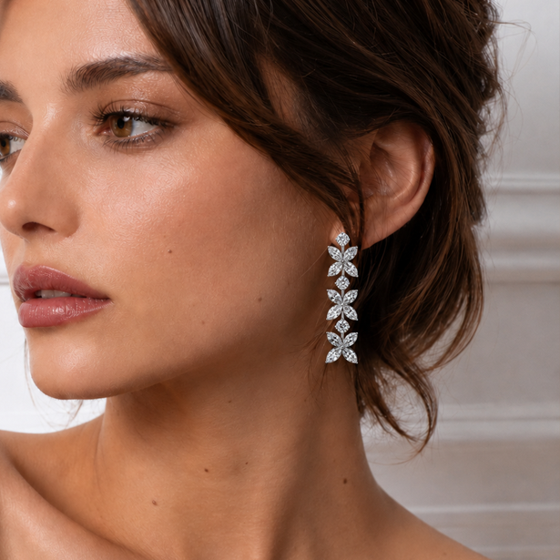 Floral Eco Diamonds Drop Earrings