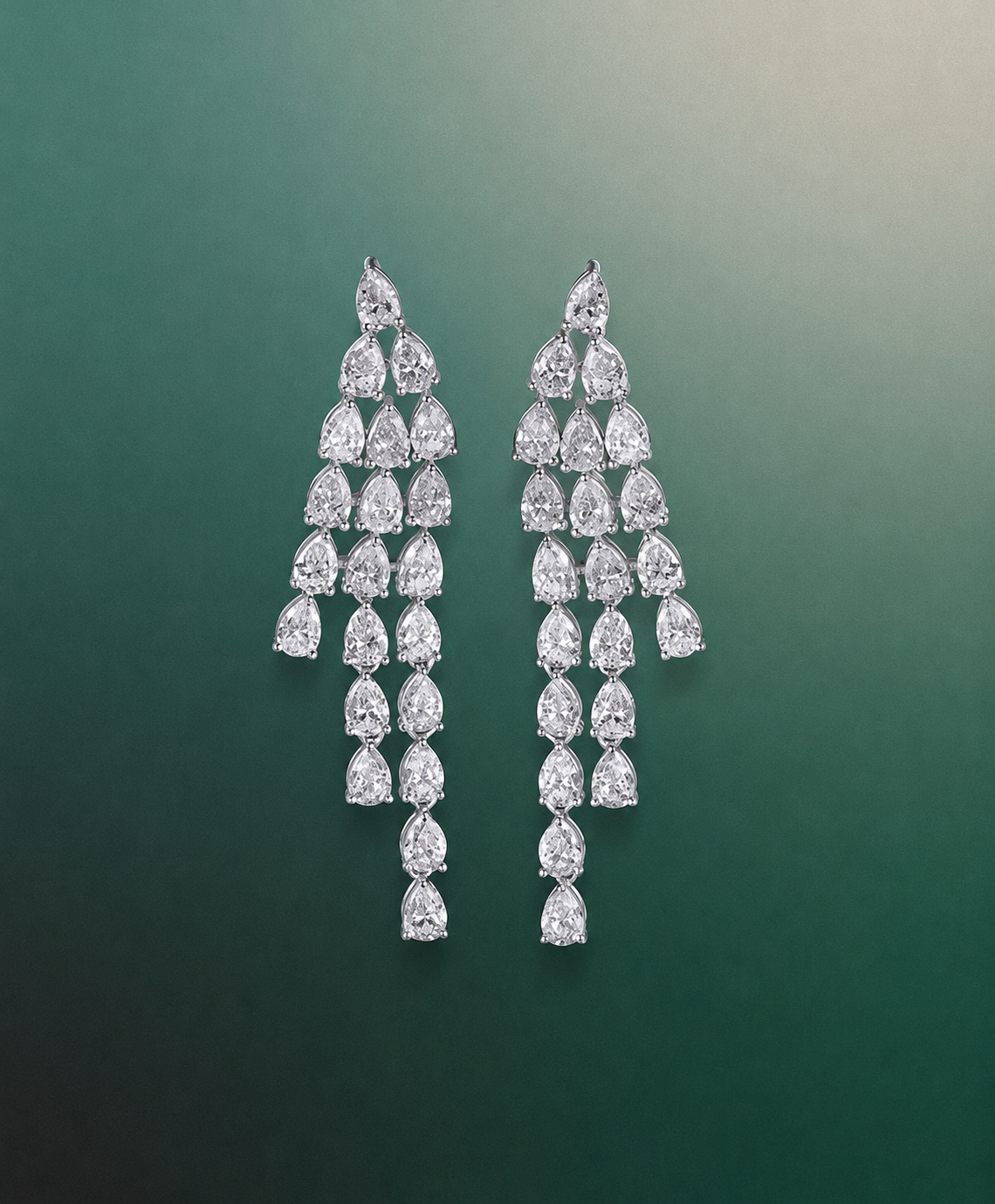 Long Pear Diamond Chandelier Earrings