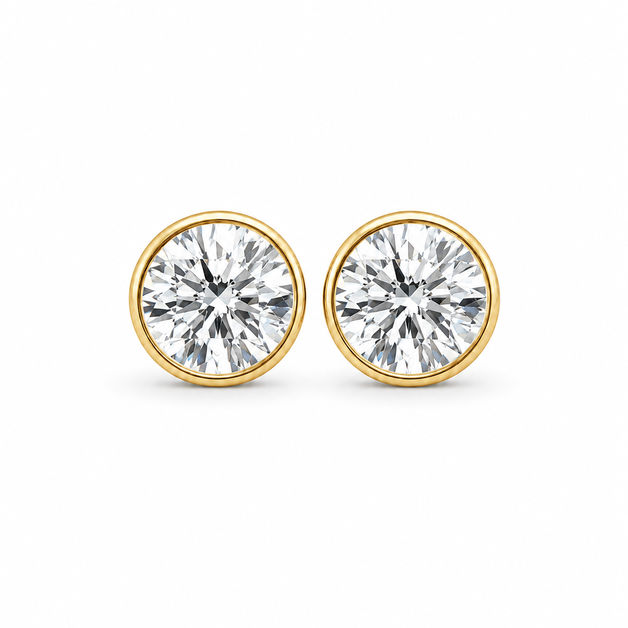 Bezel Martini Set Eco Diamonds Stud Earrings in Yellow Gold