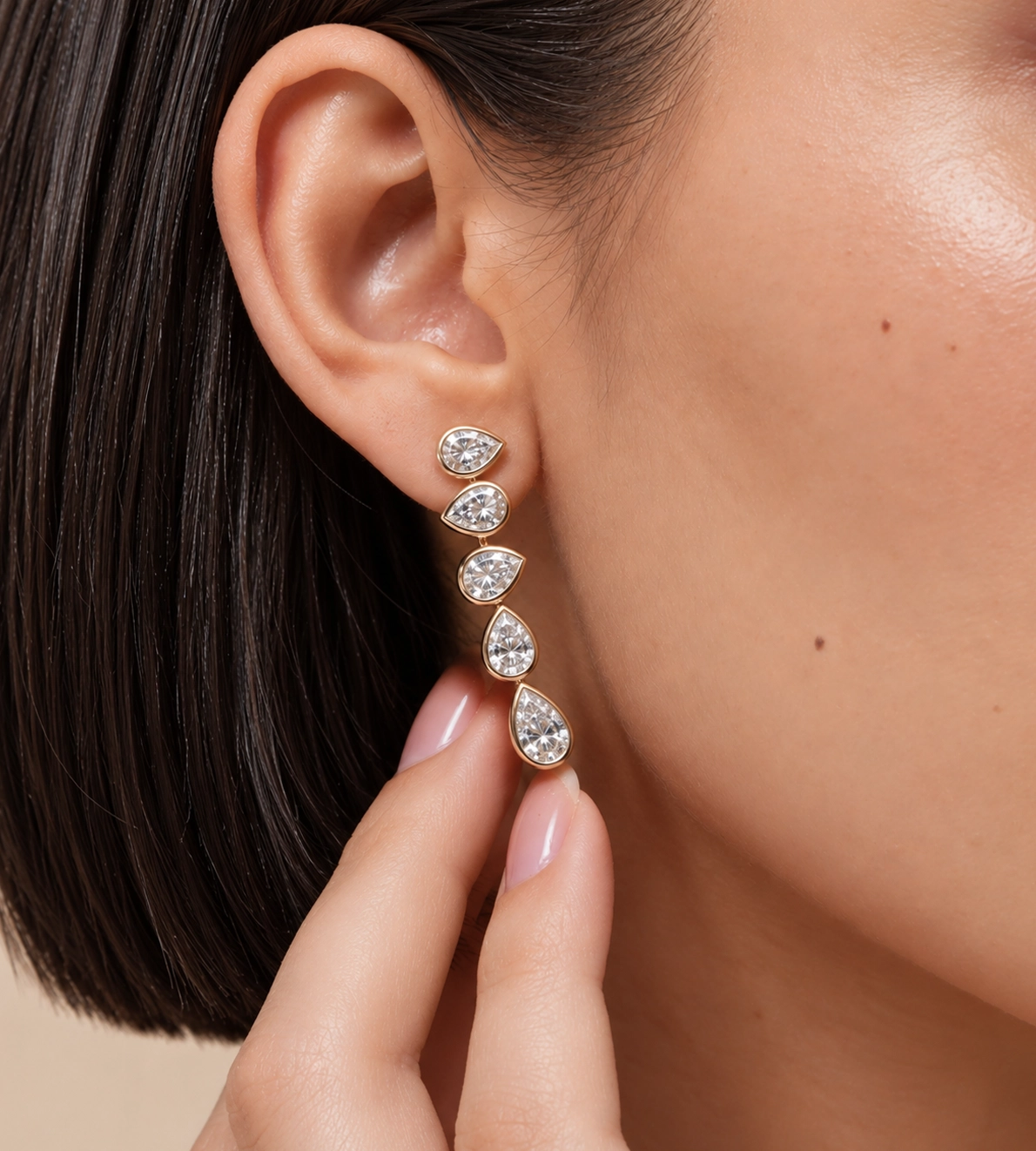 San Marino Bezel Set Pear Shaped Diamond Drop Earrings