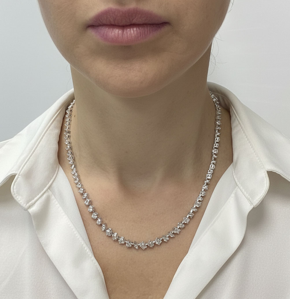 Multi Shape Diamonds Tennis Necklace