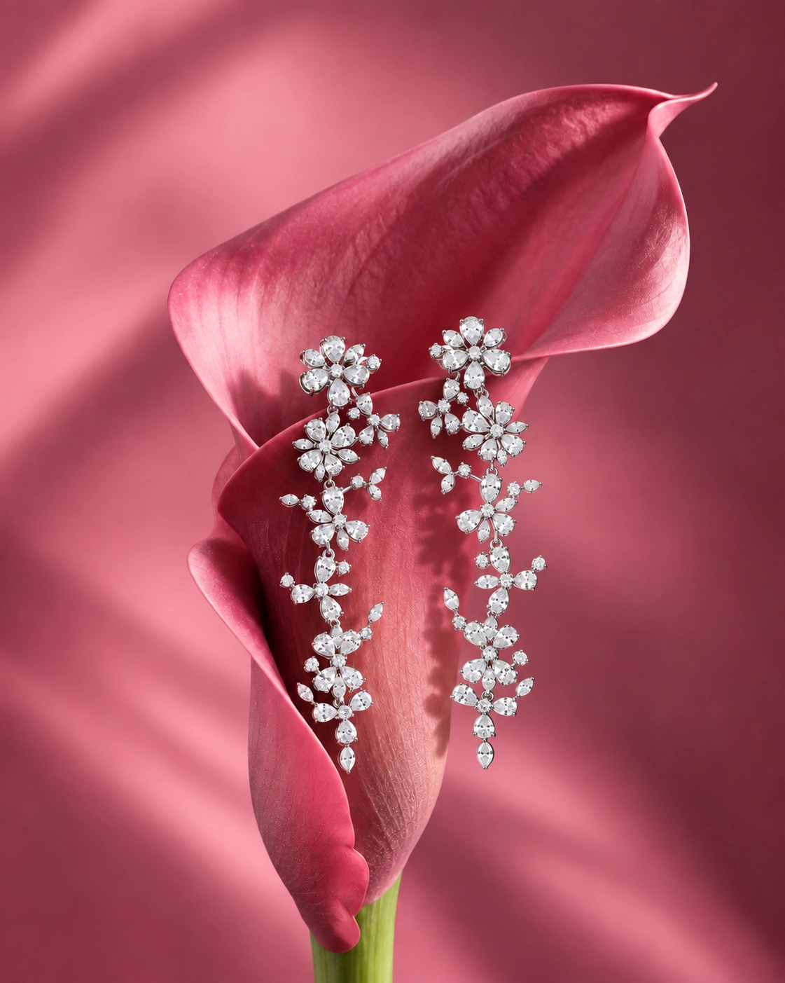 Florence Cascading Diamond Floral Drop Earrings