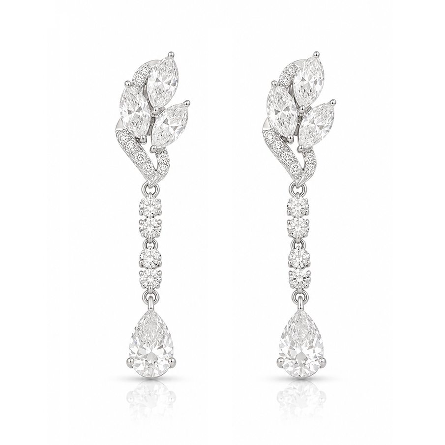 Floral Drops Diamond Earrings