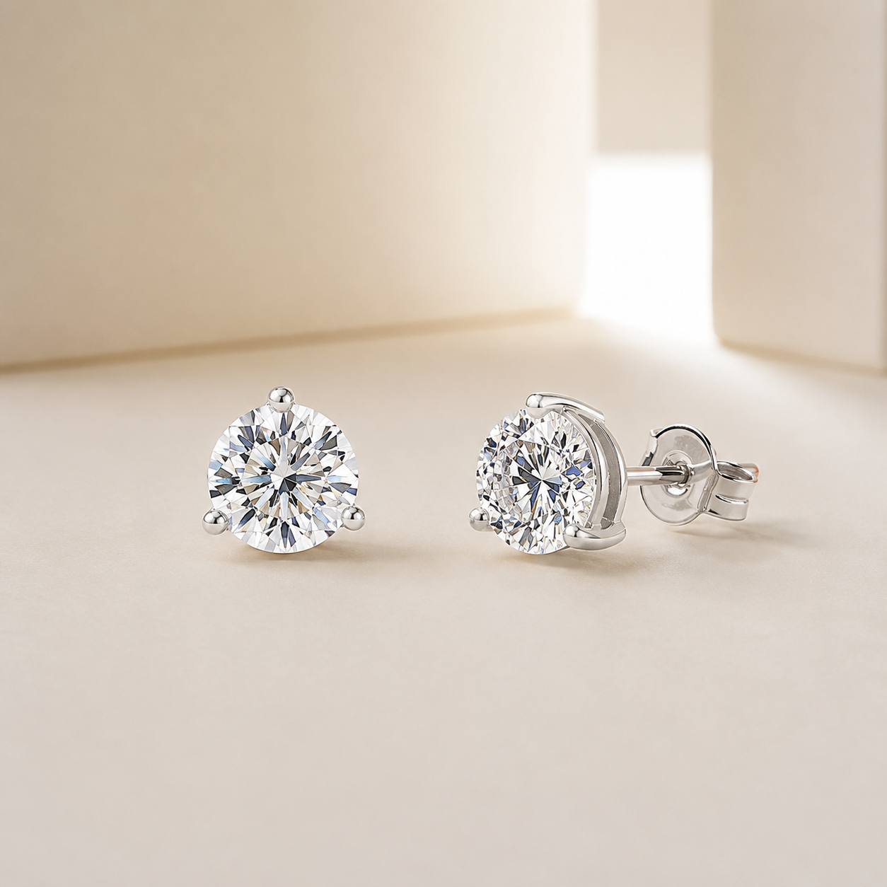 Basket Set Mined Diamond Stud Earrings