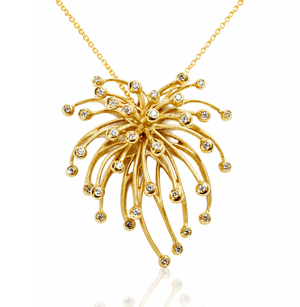 Superstar Fireworks Gold and Diamond Pendant