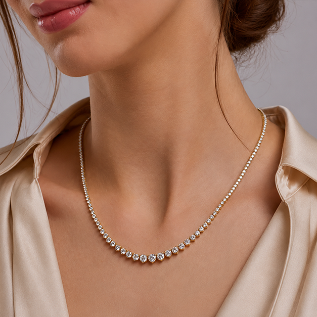 10 carats Timeless Eco Diamond Riviera Necklace 3 Prong