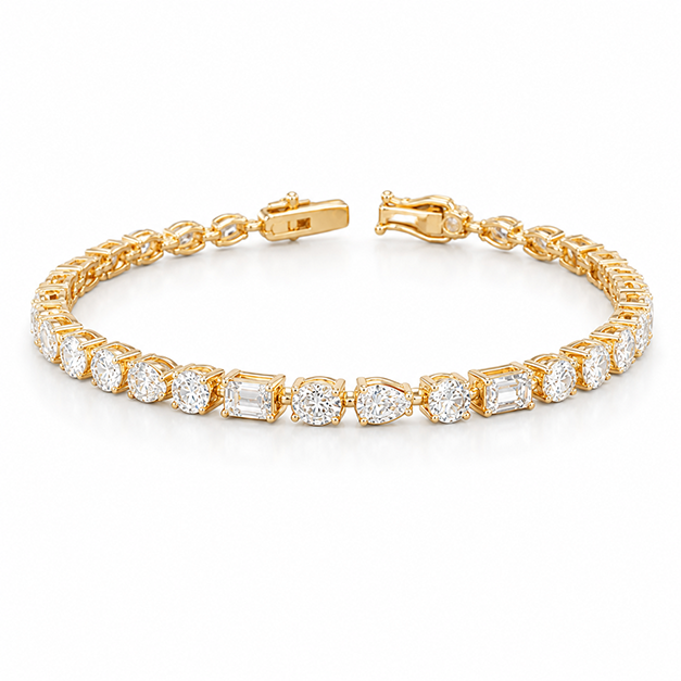 Multi Shape Yellow Eco Diamonds Tennis Bracelet
