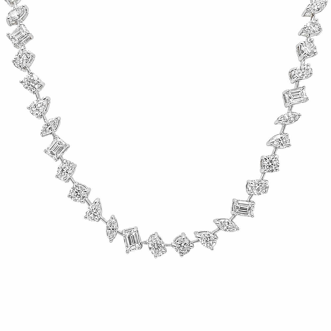 Multi Shape Diamonds Tennis Necklace