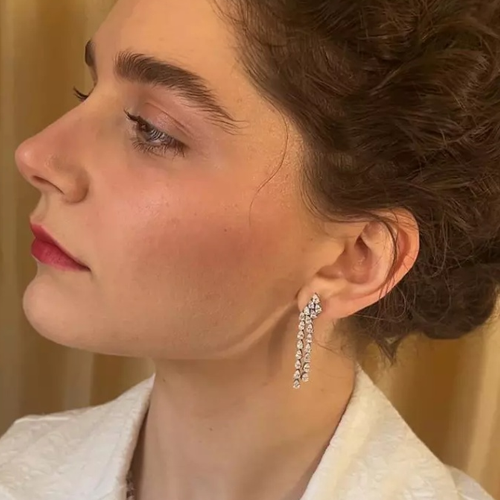 Westminster Double Row Pear Cascade Eco Diamonds Drop Earrings