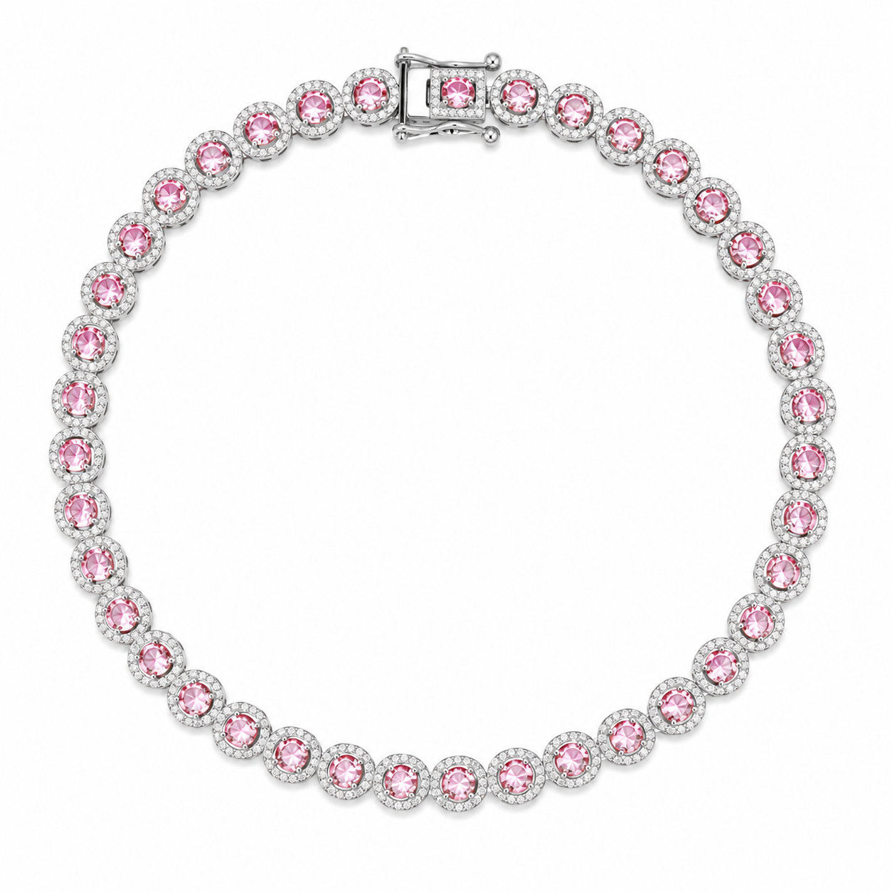 Pink Diamonds Cushion Milgrain Tennis Bracelet