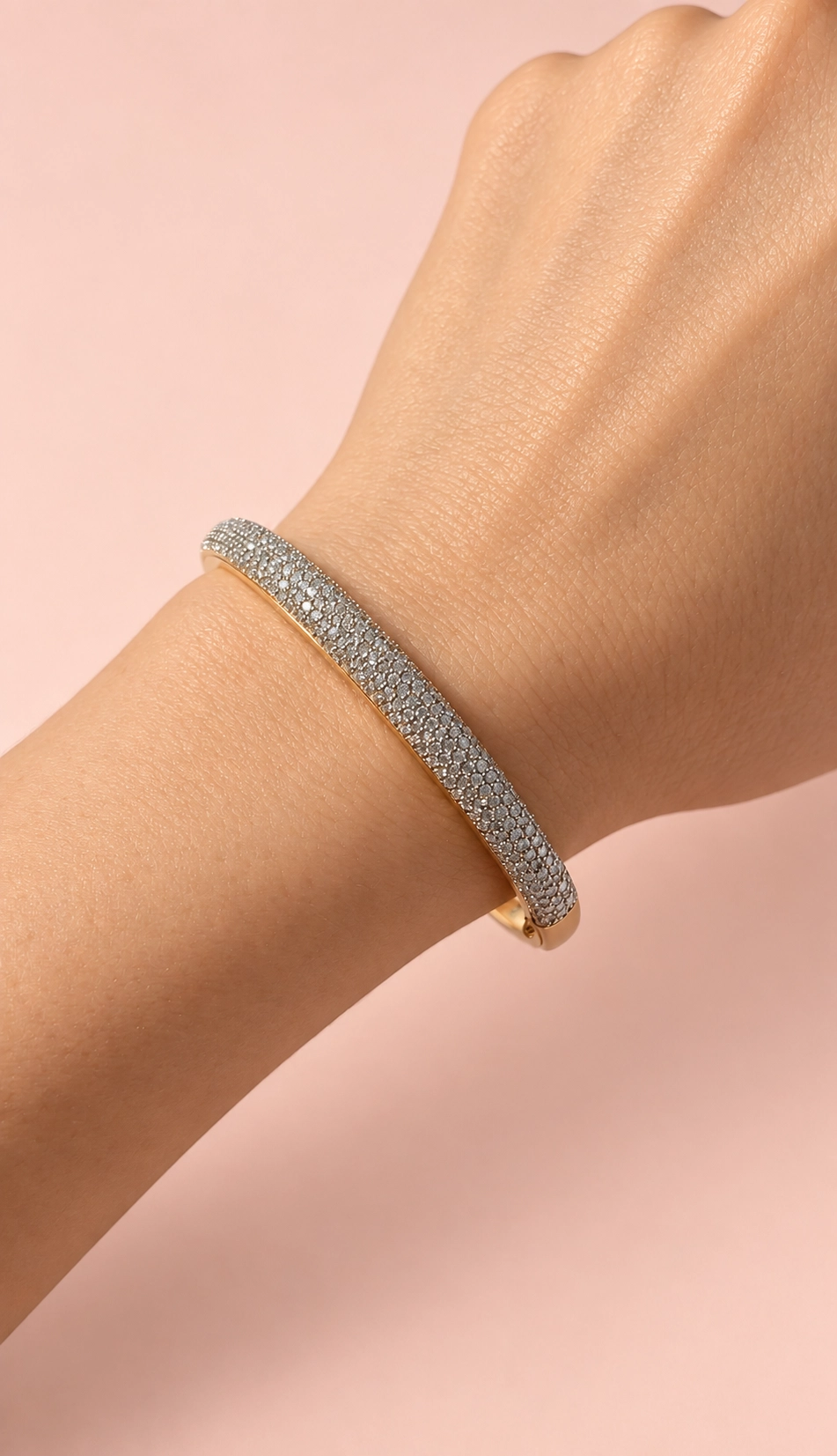 Colette Pave Diamond Multi Row Gold Bangle Bracelet