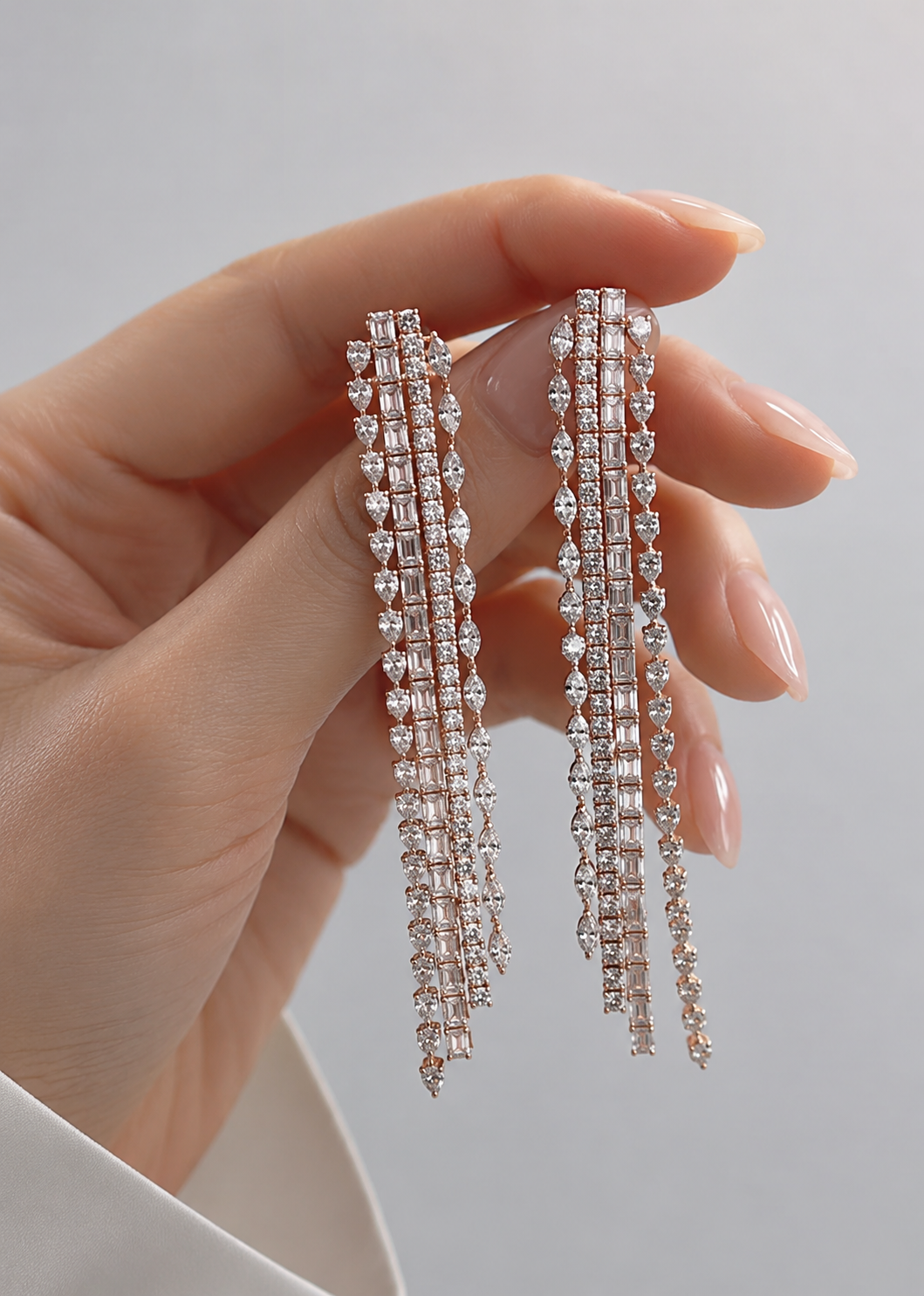 Marchesa Cascading Diamond Fringe Drop Earrings