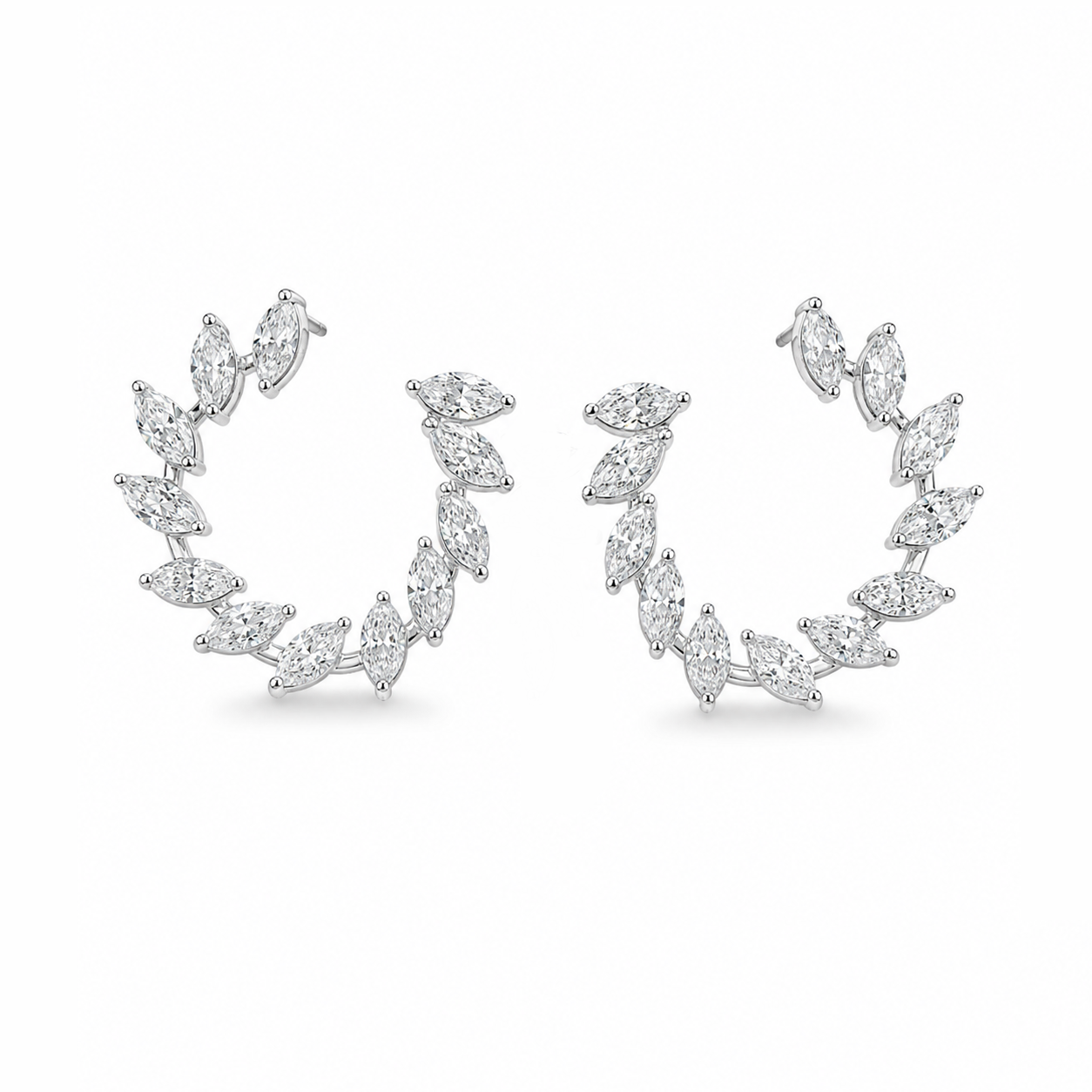 Sinclair Marquise Diamond Laurel Hoop Earrings