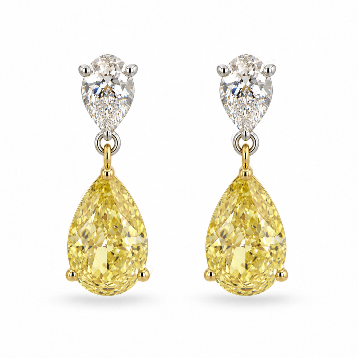 Sophie Yellow Pear Shaped Diamond Drop Earrings