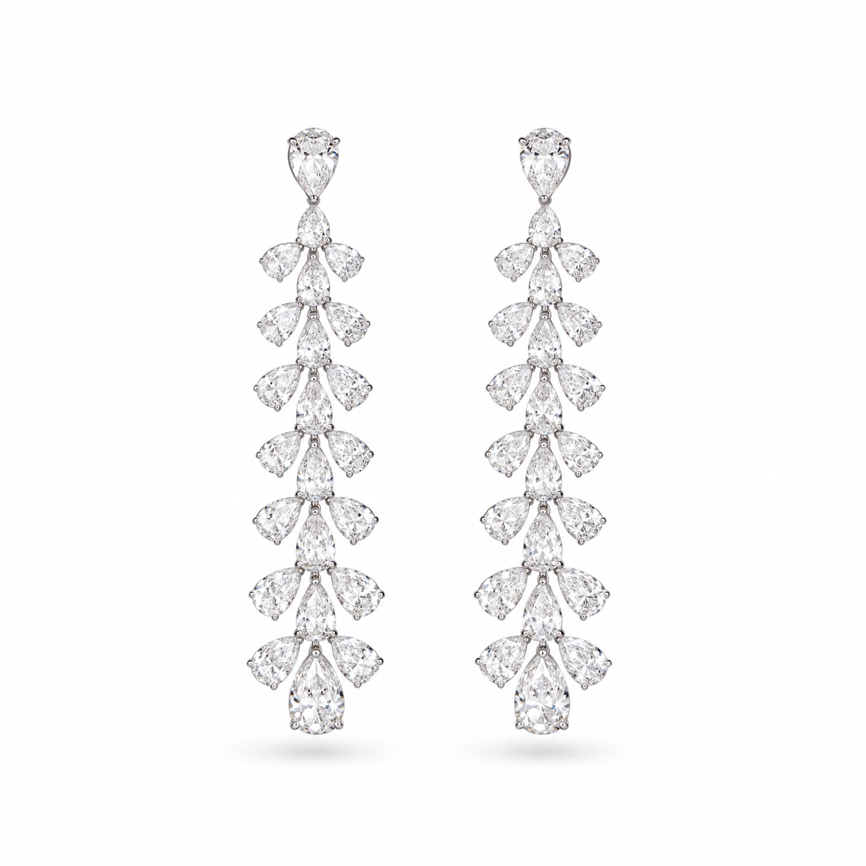 Bellissima Cascading Pear Shaped Diamond Drop Earrings